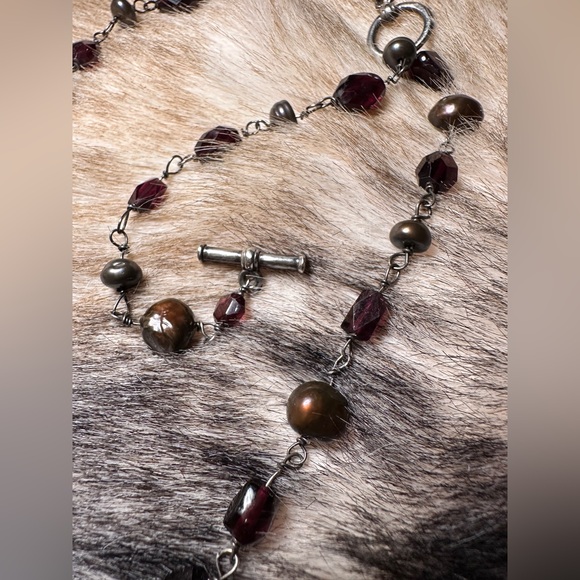 Pure Garnet & Black Pearl 925 Sterling Silver St.Christopher Pendant Necklace - Picture 9 of 9